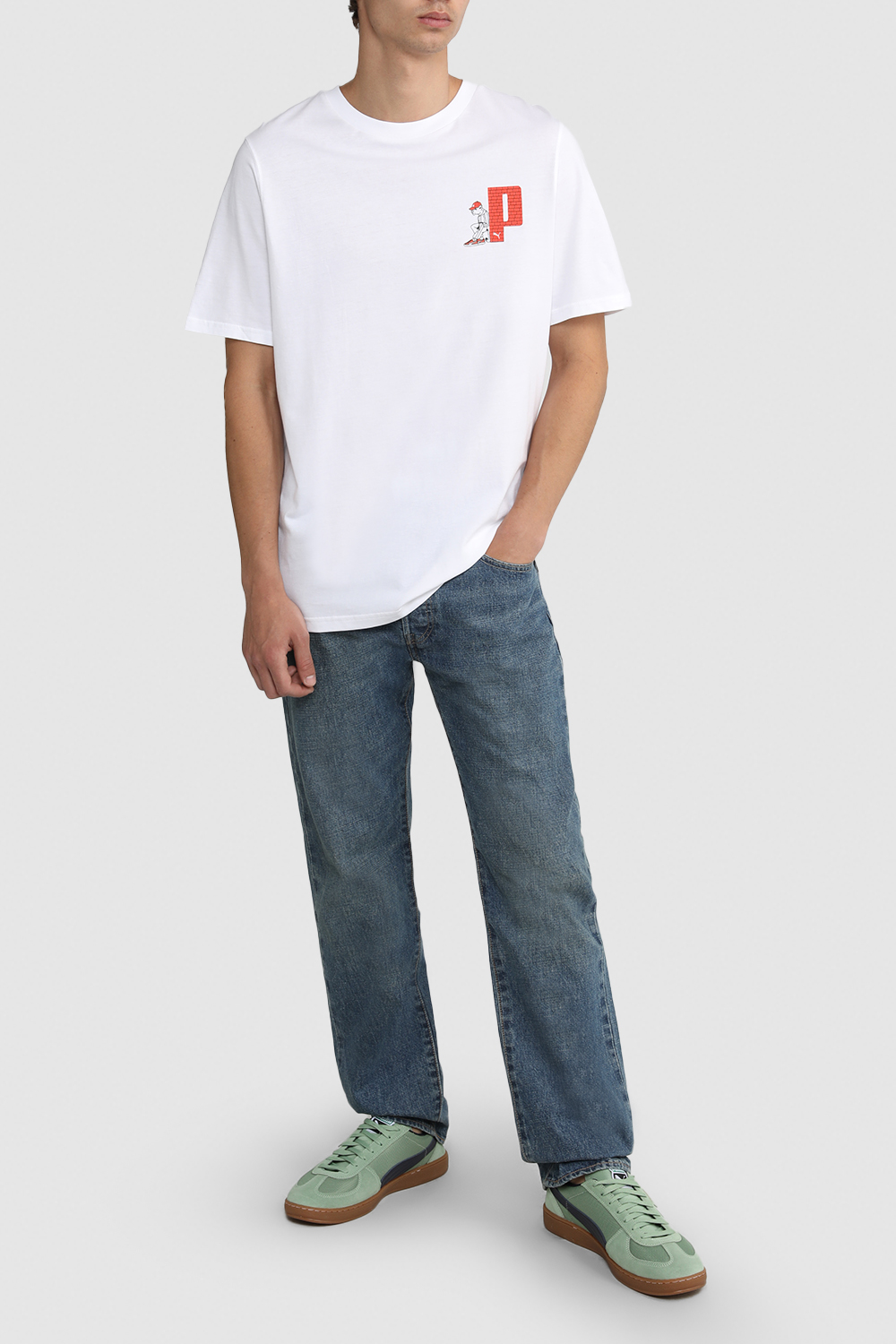 חולצת טי עם הדפס חתוך סטריט 